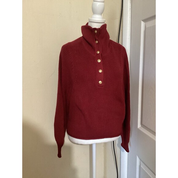 J. Crew Red Ribbed Button Down Sweater - Picture 2 of 8